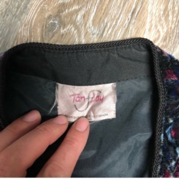 TanJay Vintage Velour blazer / Jacket Geometric Jewel Toned Size large - Picture 6 of 7